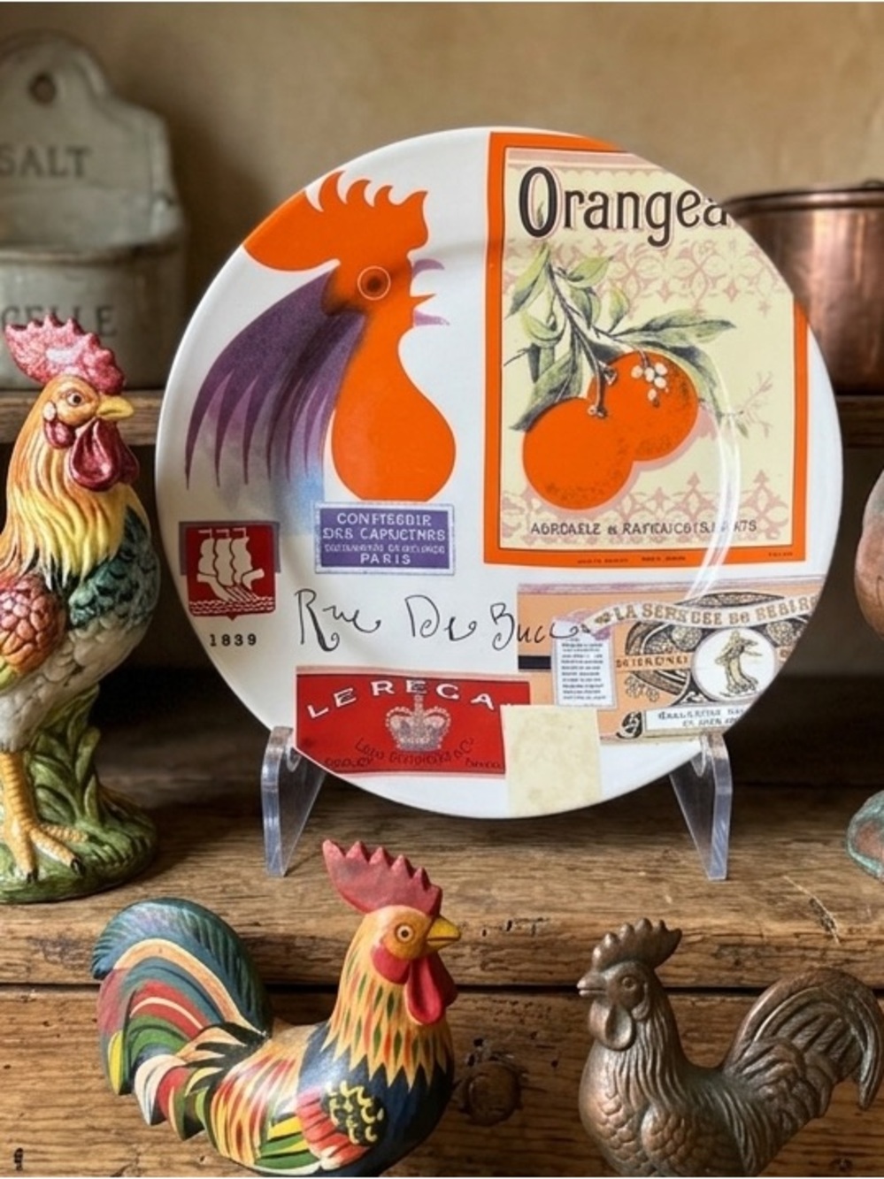 Vintage Orangeade Rooster Decorative Plate - Orange, White, Red 8” plate